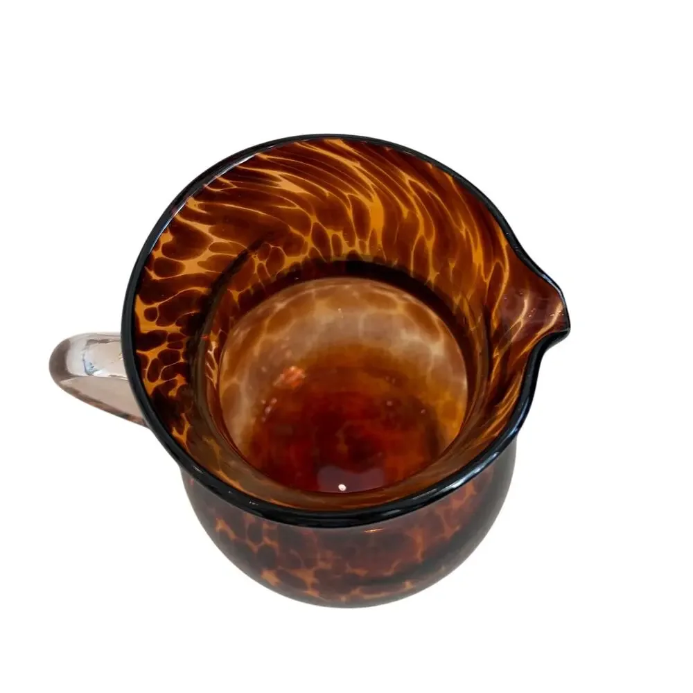NEW Hand Blown Tortoise Shell Glass Pitcher 9.5in Chic Barware